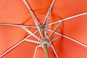 Fabric bamboo parasol, colour orange, inside frame view